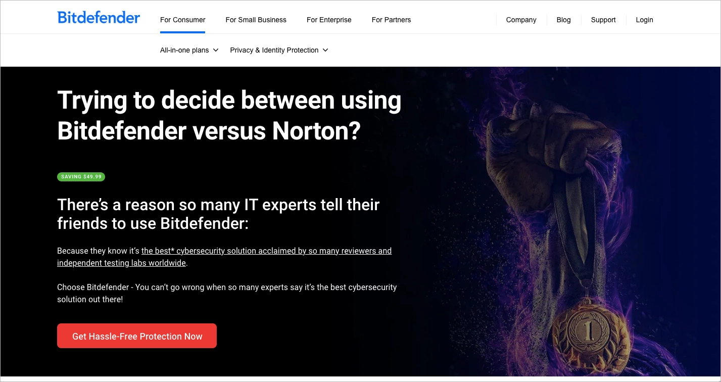 Mitbewerber Landing Page Beispiel