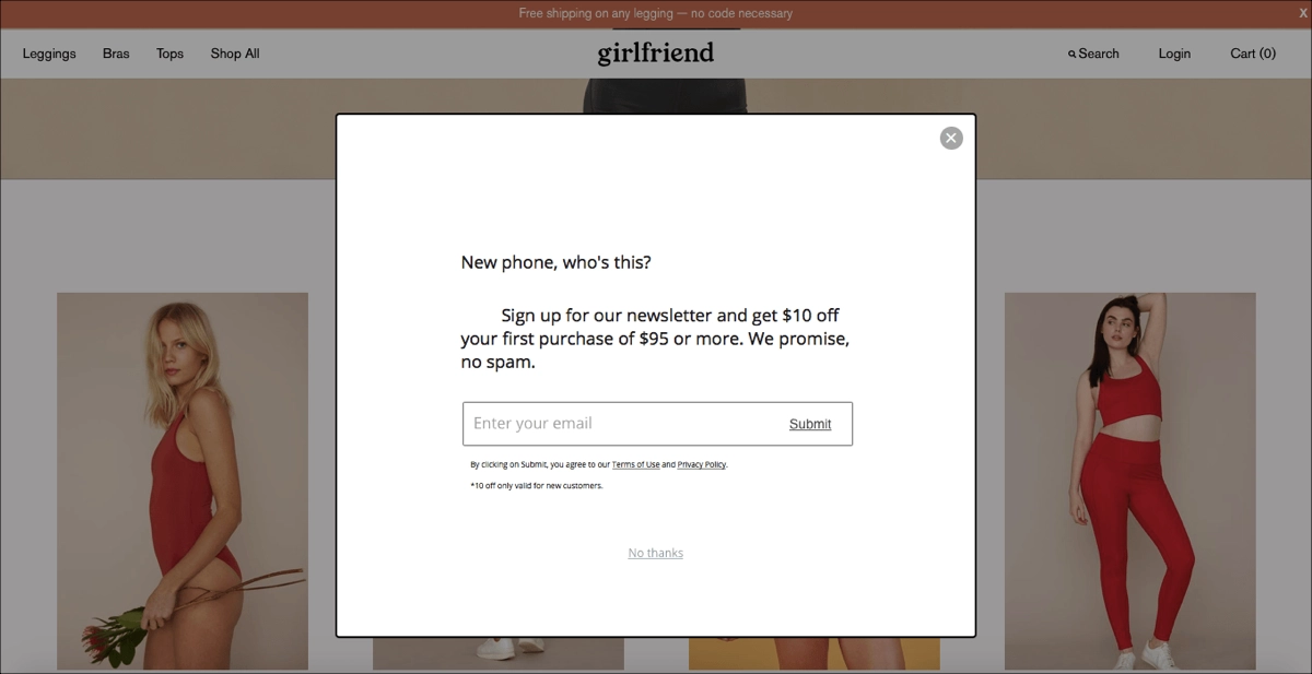 popup para p&aacute;ginas de marcas de comercio electr&oacute;nico