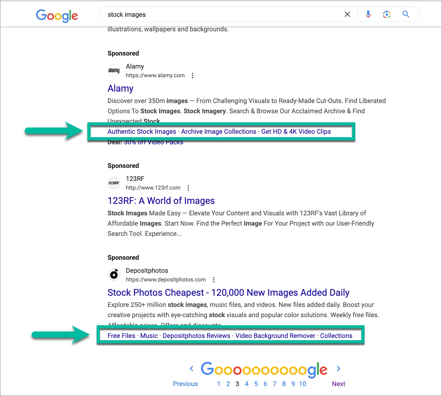 estensioni di richiamo nella pagina dei risultati dei motori di ricerca