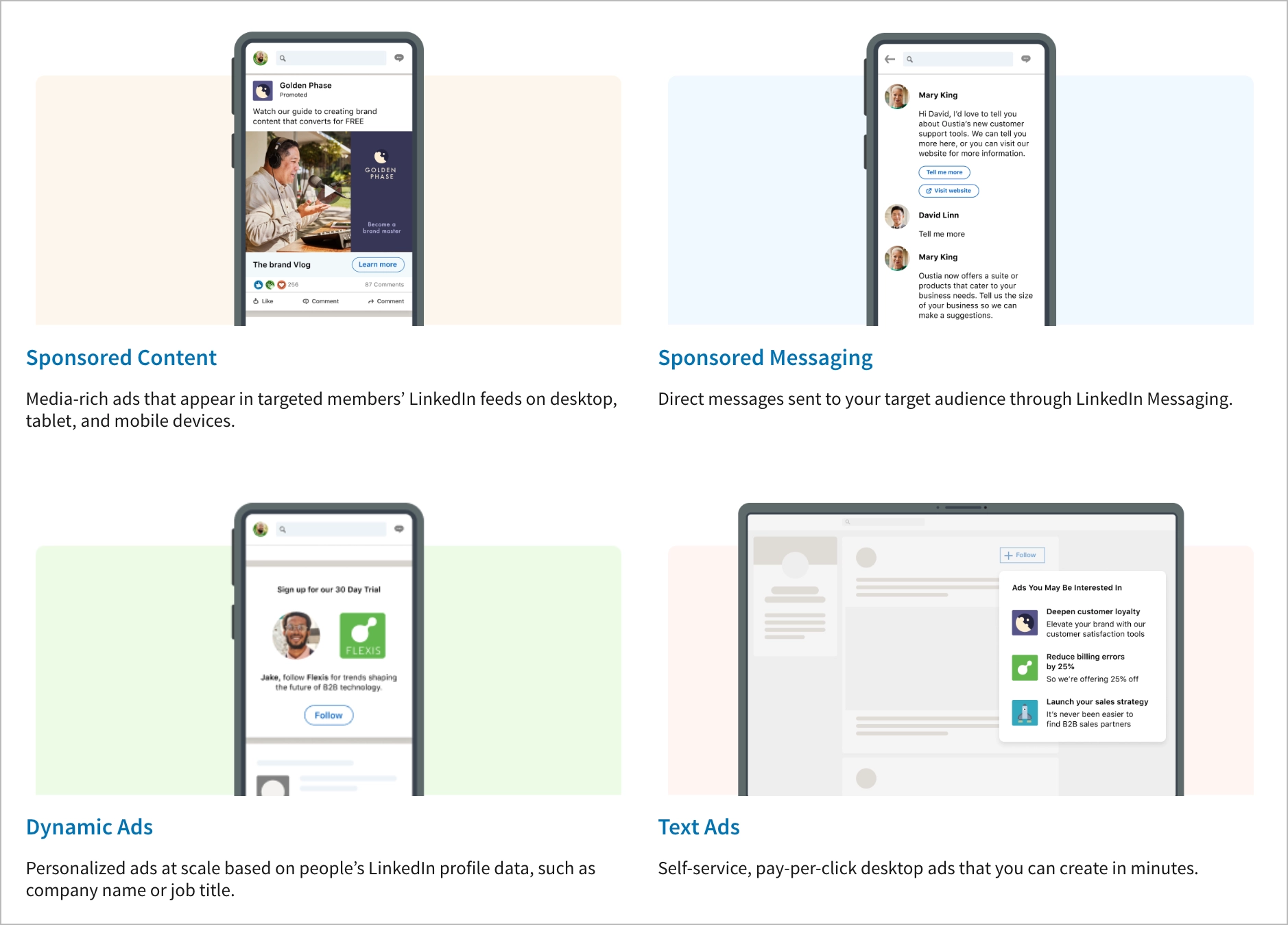 tipos de anuncios en redes sociales en linkedin