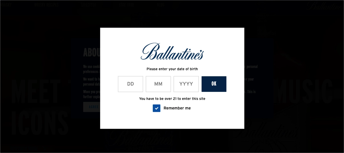 tela inicial para verifica&ccedil;&atilde;o de idade com mensagem espec&iacute;fica