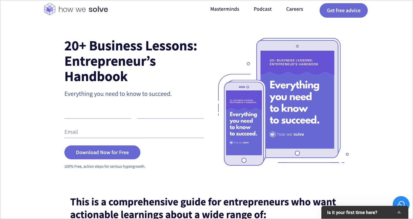 Ejemplo de captura de correo electr&oacute;nico landing page con oferta de im&aacute;n de clientes potenciales