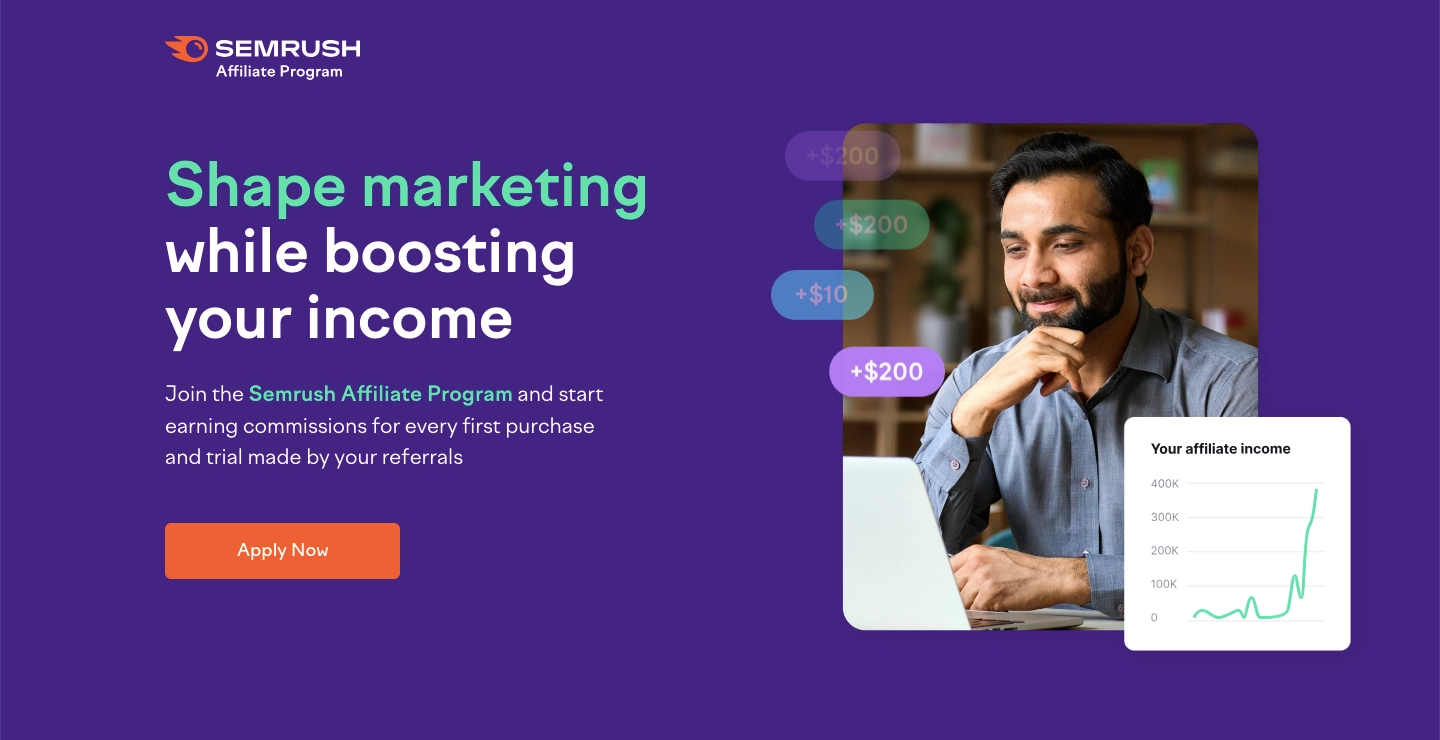 Ejemplo de afiliaci&oacute;n a Semrush landing page.