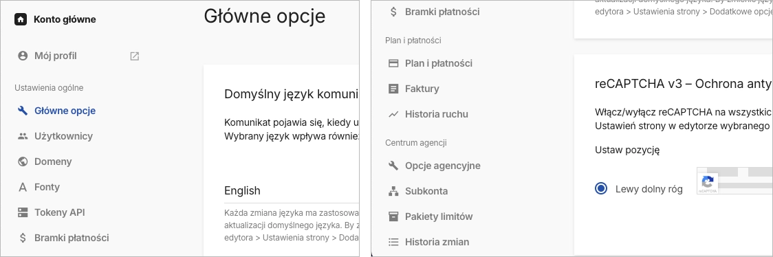 Zakładki Ustawień w Landingi