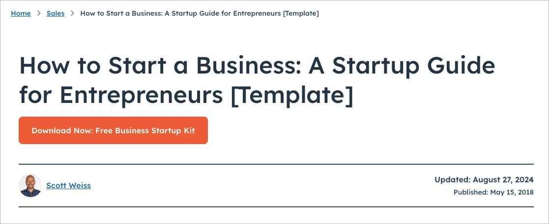La gu&iacute;a de HubSpot como ejemplo de marketing de contenidos