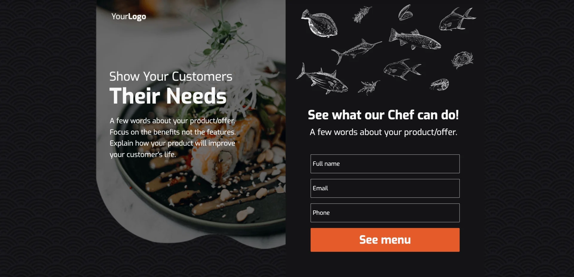 Restaurant landing page template