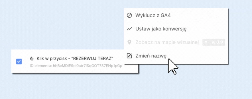 możliwość zmiany nazwy eventu