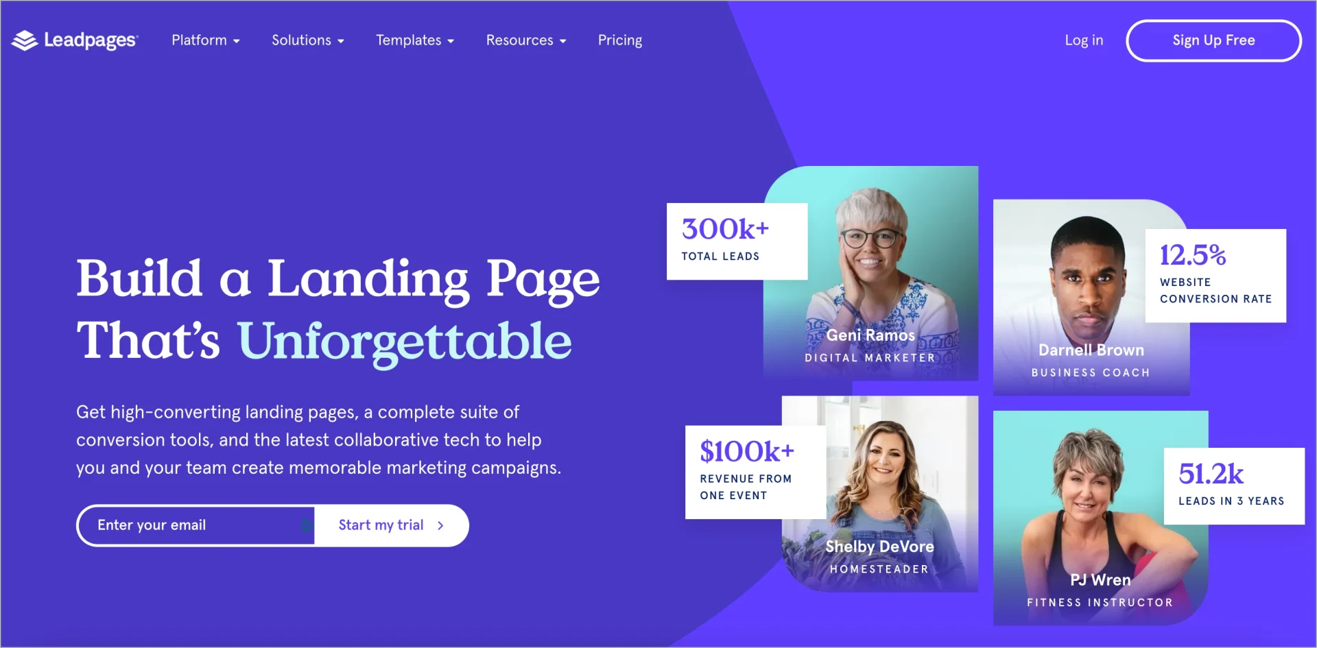 site web leadpages, une soci&eacute;t&eacute; qui propose un &eacute;diteur landing page.