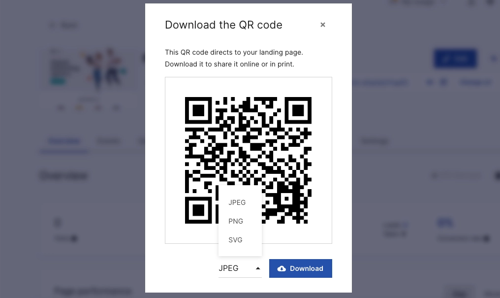 Generate QR codes for your landing pages