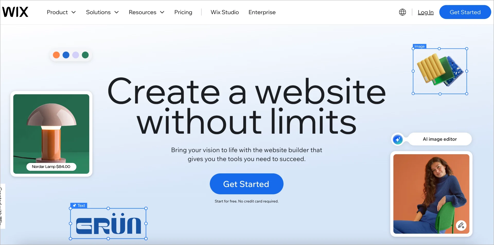 La page d'accueil de wix, un site web et un cr&eacute;ateur de landing page.