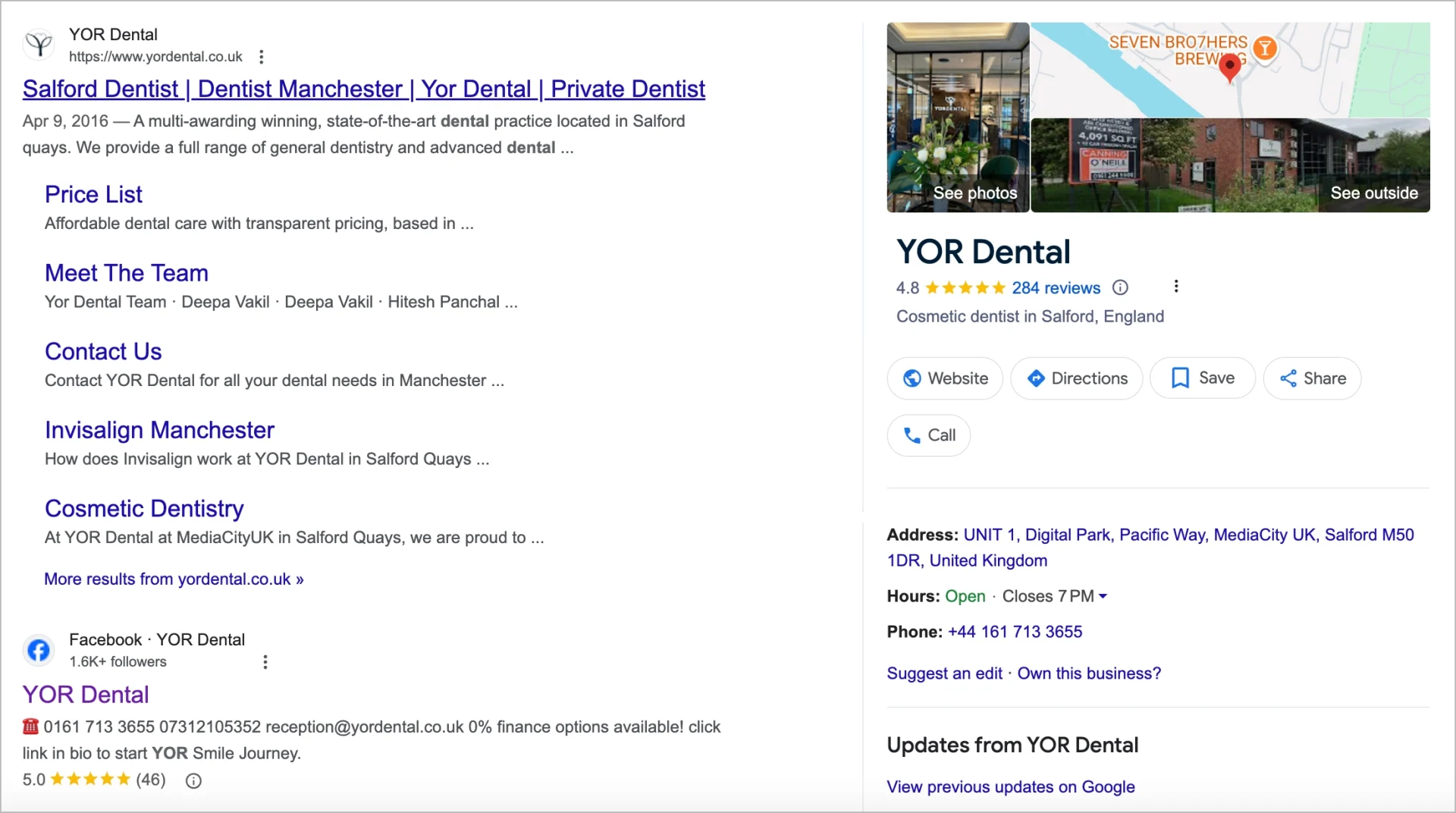 google business profile for dental local business in manchester