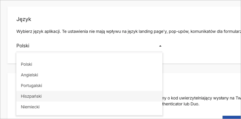 Zmiana języka Landingi
