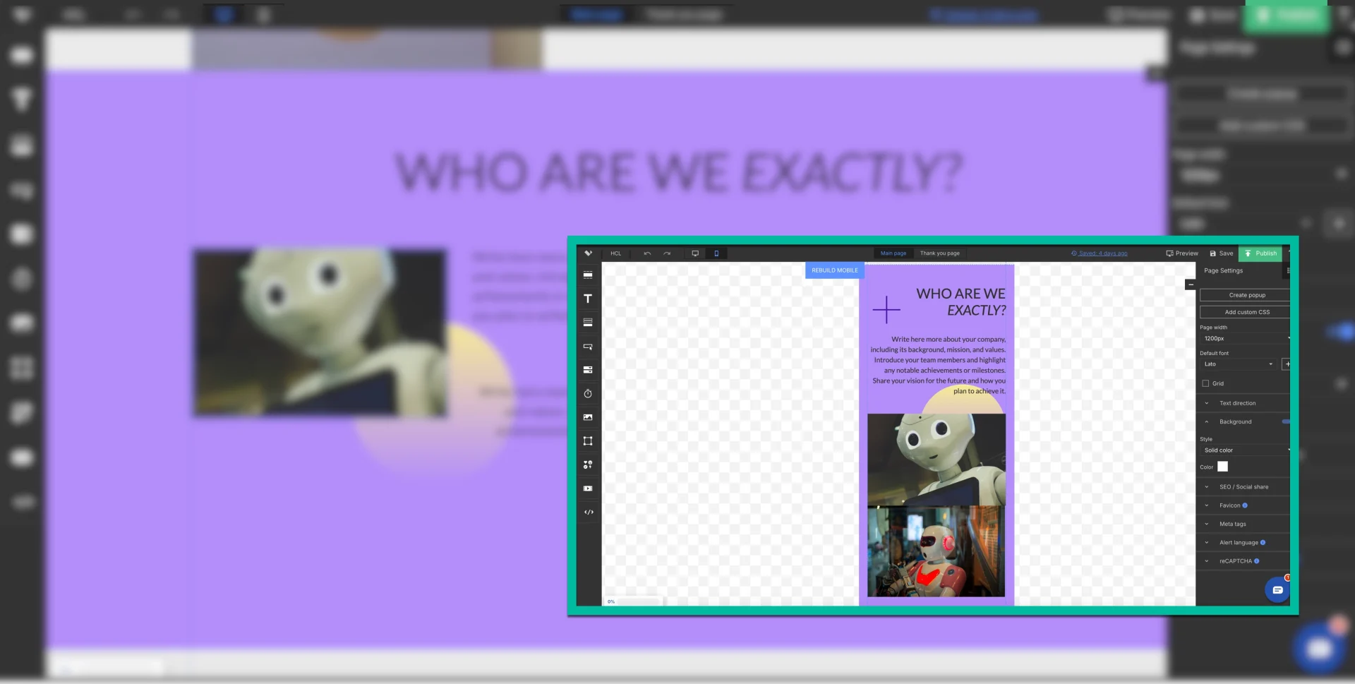 p&aacute;ginas da Web sendo criadas em vers&otilde;es para desktop e celular