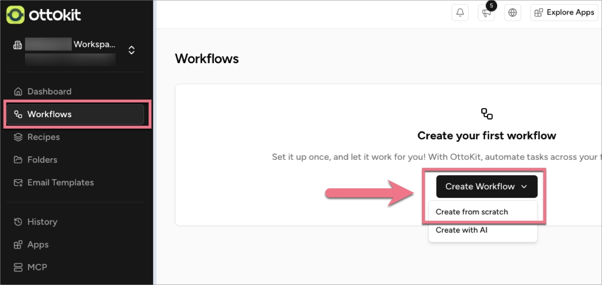create workflow in OttoKit