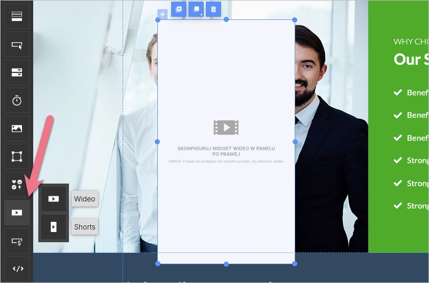 Dodawanie shorts&oacute;w do landing page'a