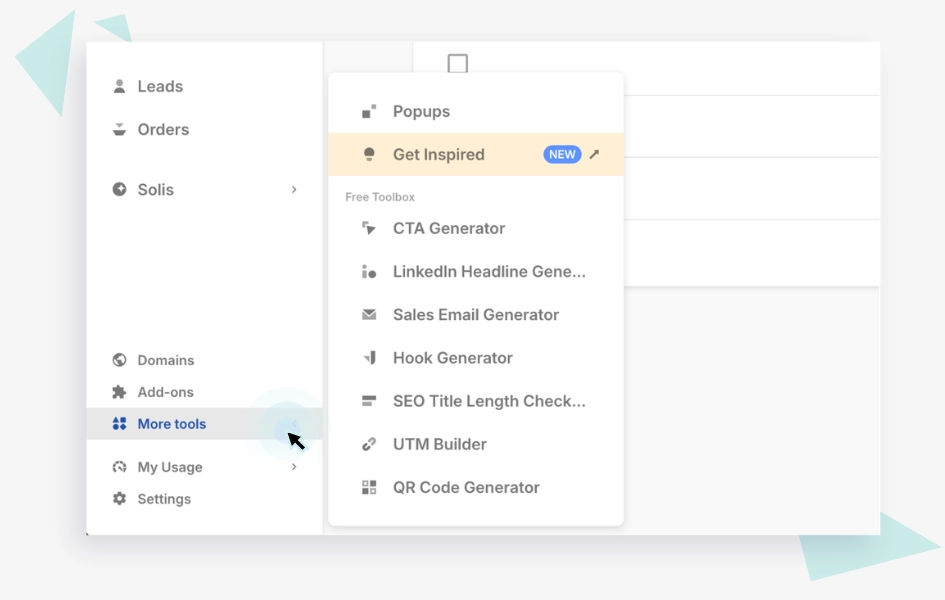More Tools section in the sidebar