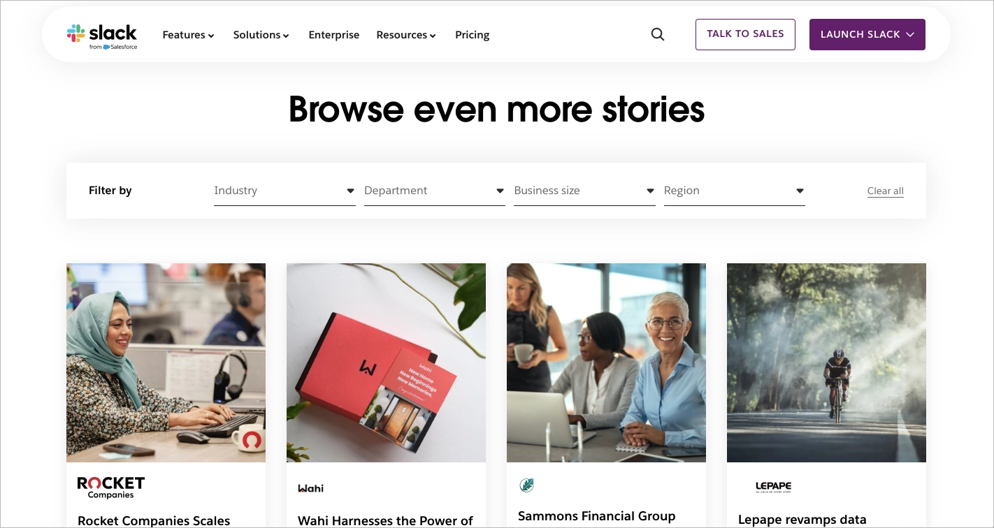 Customer Stories from Slack B2B digital marketing