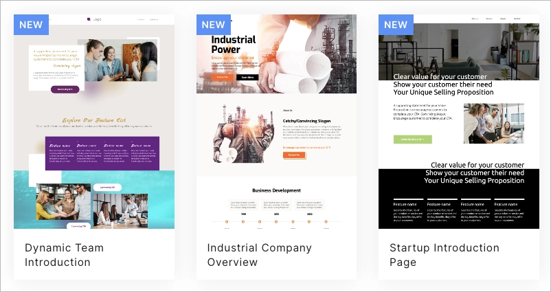 Three new landing pag etemplates in Landingi