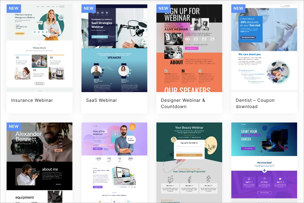 Landing Page Vorlagen Galerie in Landingi