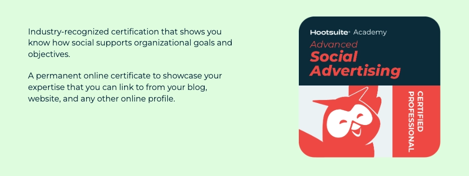Certificaci&oacute;n avanzada en publicidad social de Hootsuite Academy