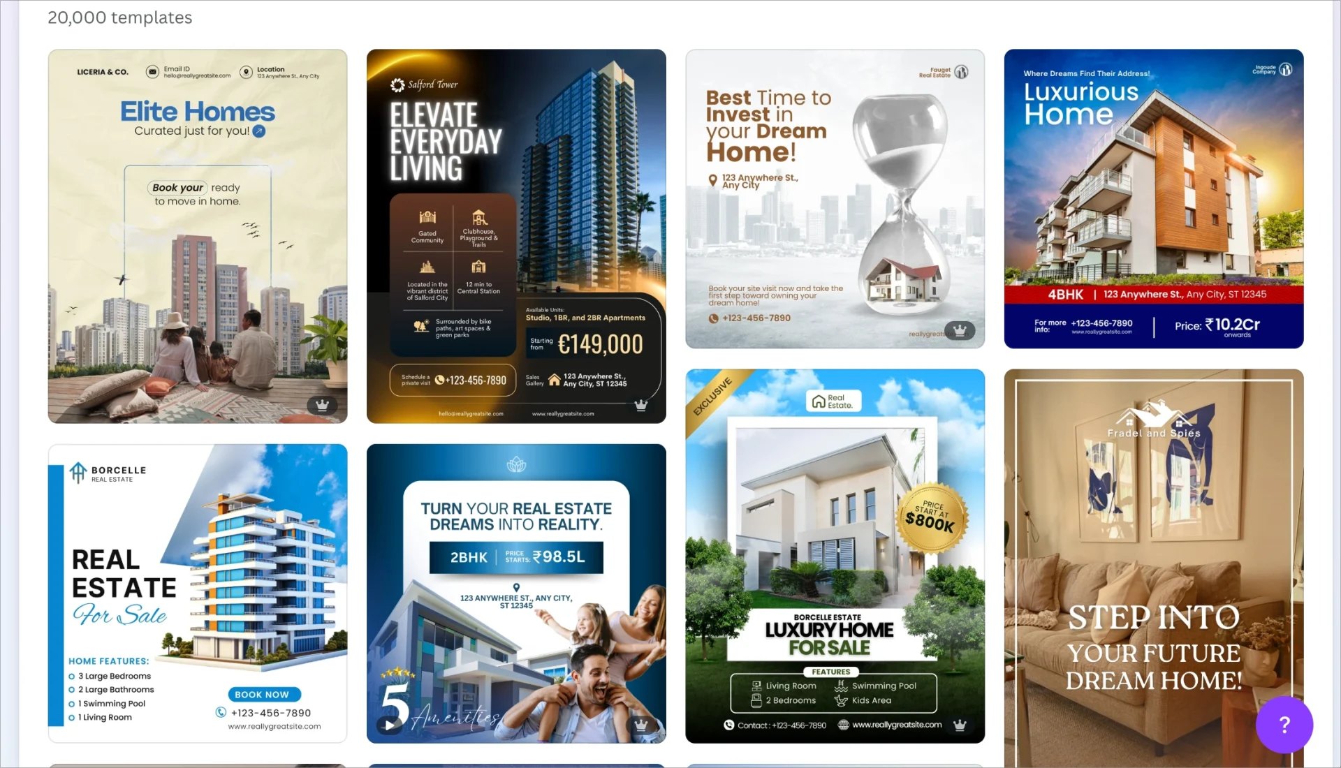 Plantillas inmobiliarias de Canva