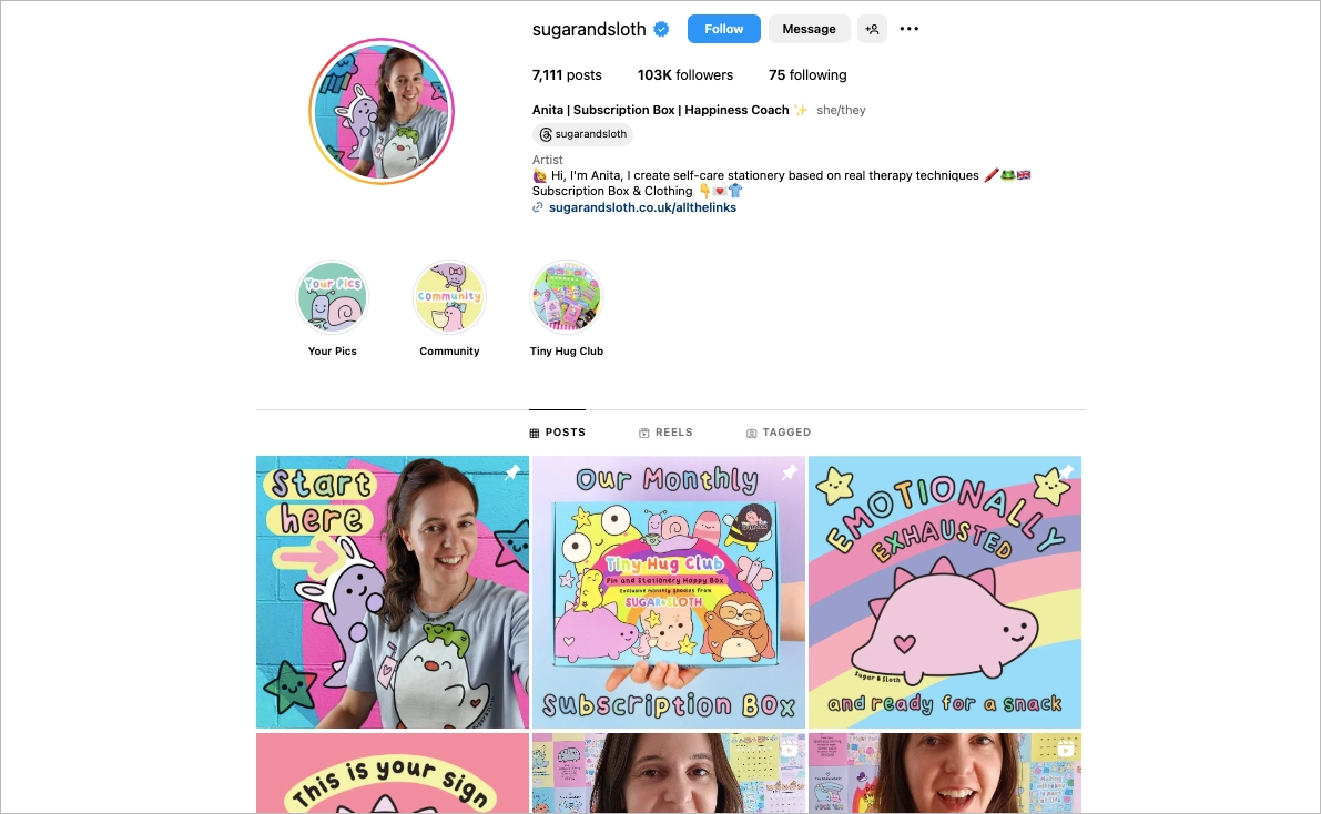 A Sugar and Sloth usa conte&uacute;do de alta qualidade com est&eacute;tica consistente para atingir o p&uacute;blico-alvo 