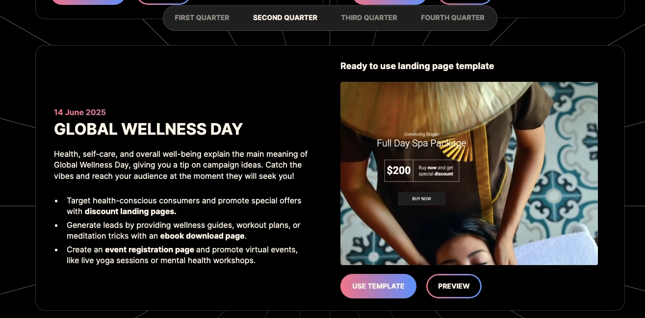 Calendario para vendedores de Landingi