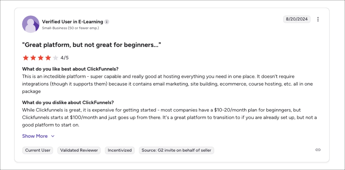 ClickFunnels review - high cost