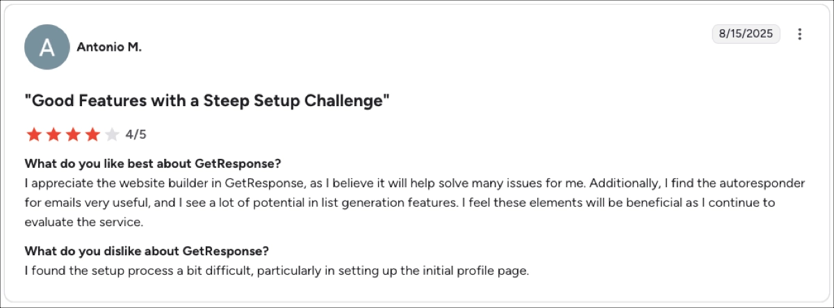 etResponse Bewertung - viel Potential