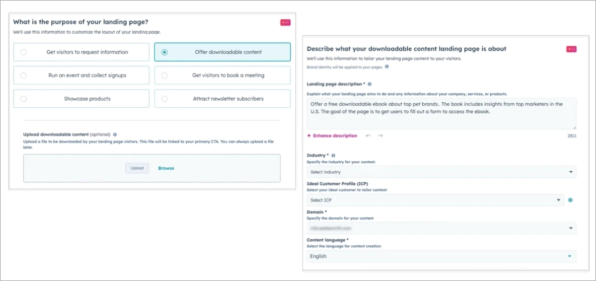 AI-driven landing page generation - HubSpot