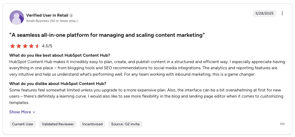 HubSpot-Bewertung - komplexe Schnittstelle und begrenzte Designflexibilit&auml;t