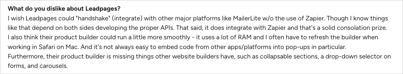 opinia na temat Leadpages – G2