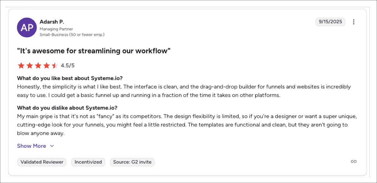 systeme.io Bewertung - begrenzte Gestaltungsfreiheit