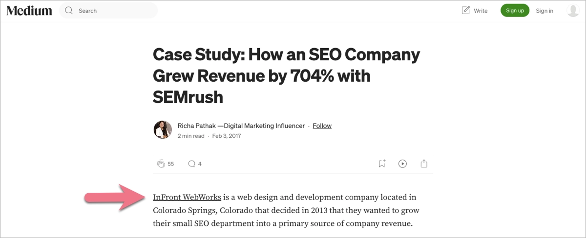 backlink in a blog post