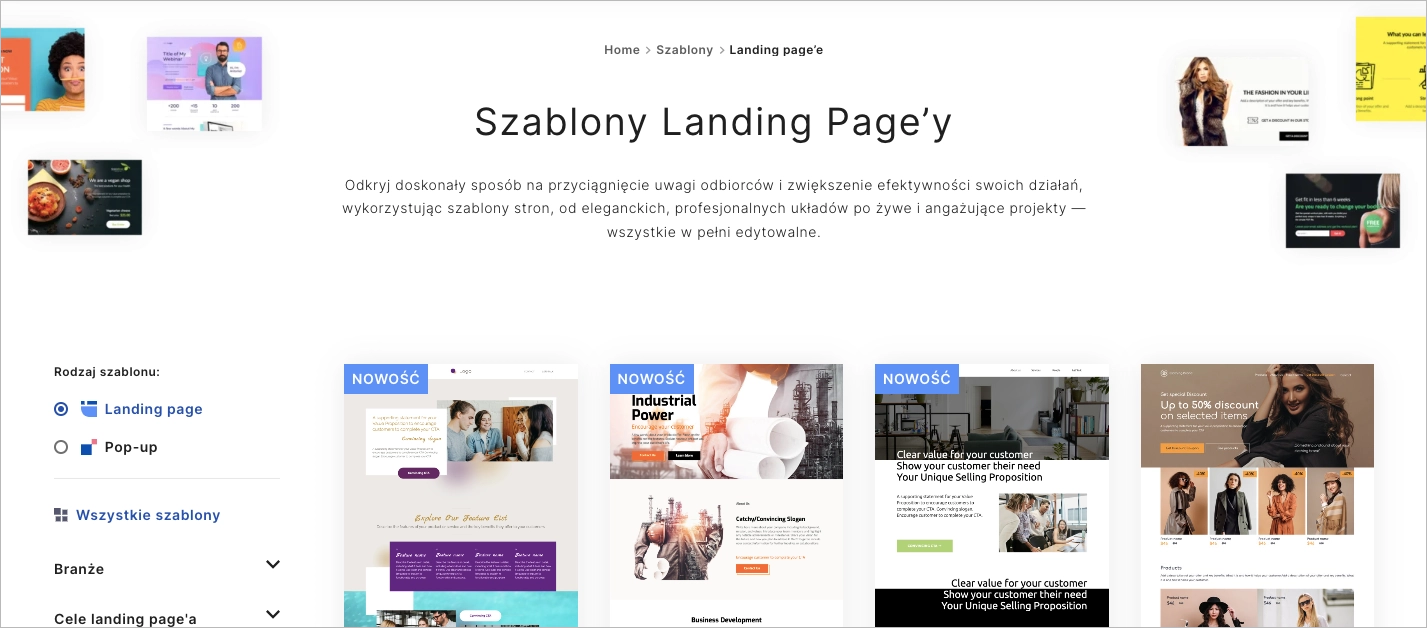 Galeria szablon&oacute;w landing page