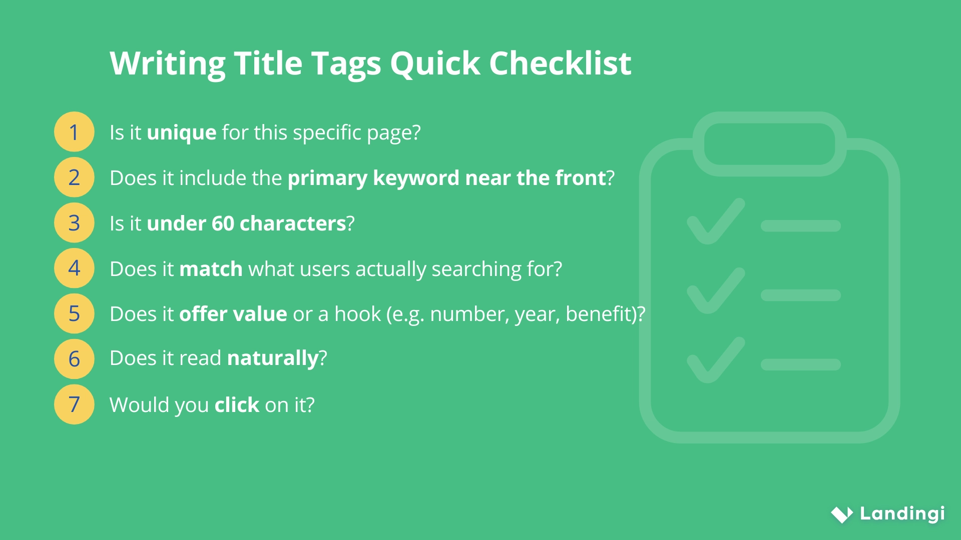 title tag checklist