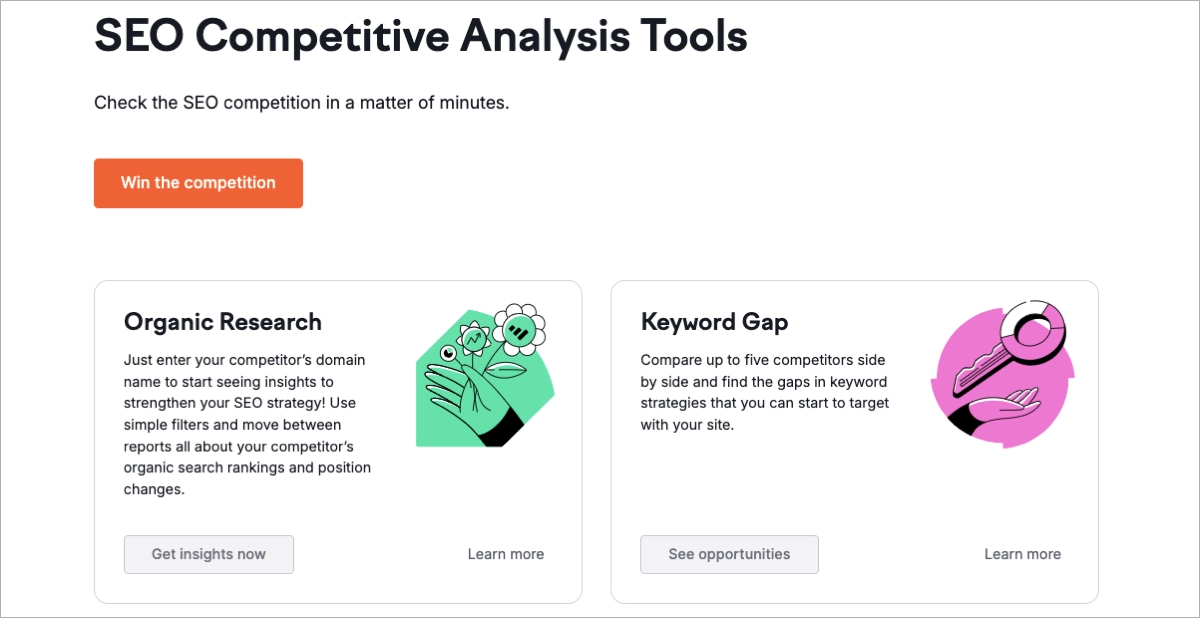 set of SEO competitive analysis tools &ndash; Semrush