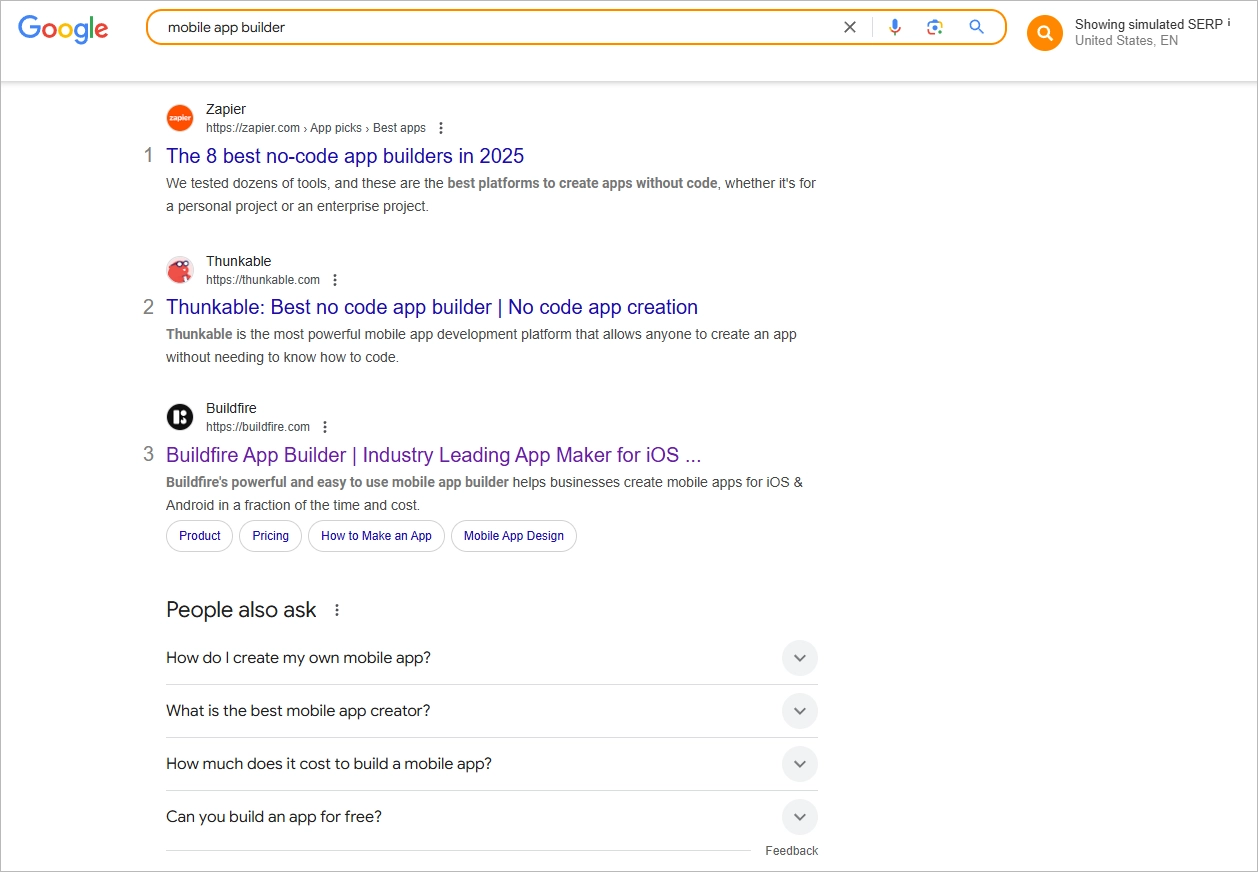 Page de r&eacute;sultats des moteurs de recherche