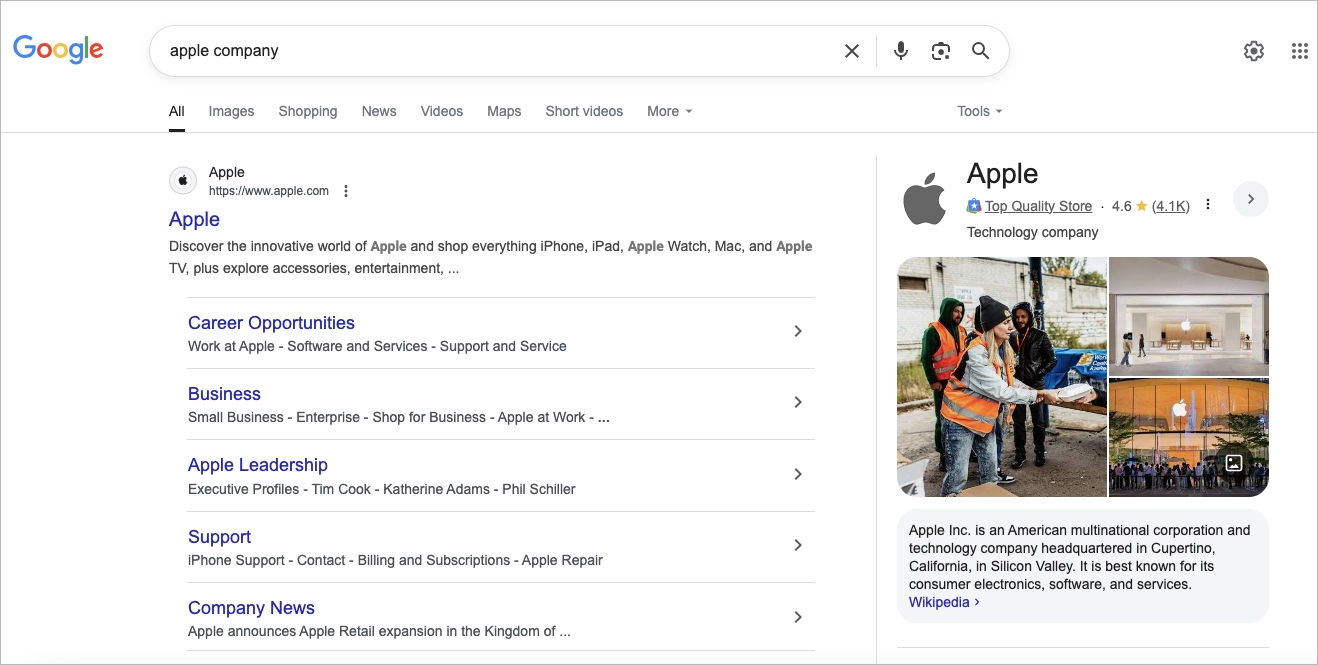 bas&eacute; sur l'entit&eacute; SEO - exemple
