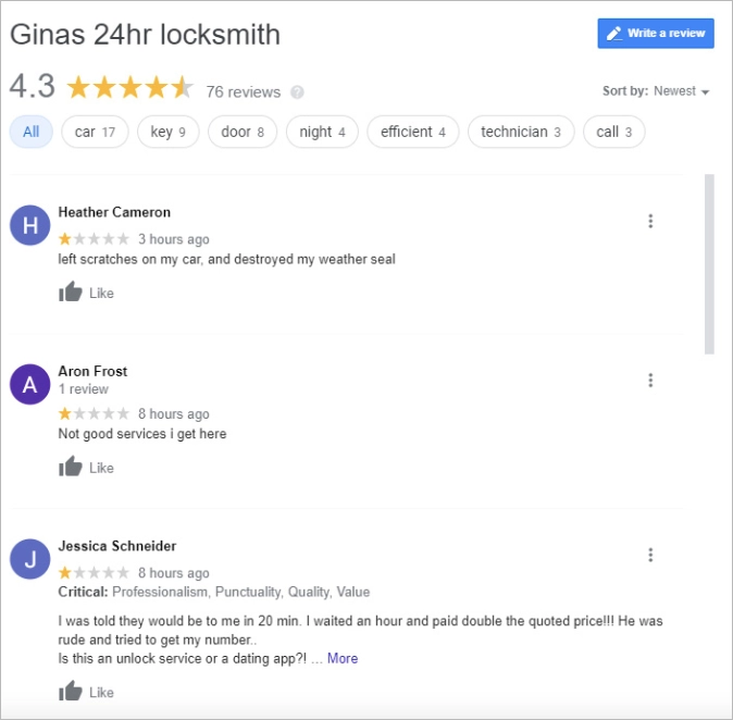 attacco di recensioni false