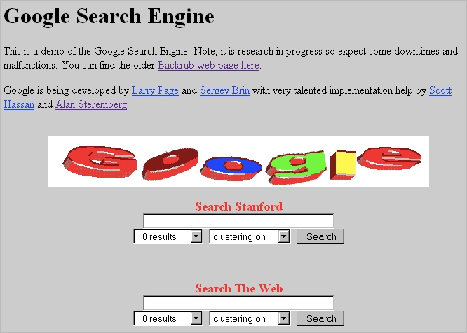 Prototype original de Google Search 1997
