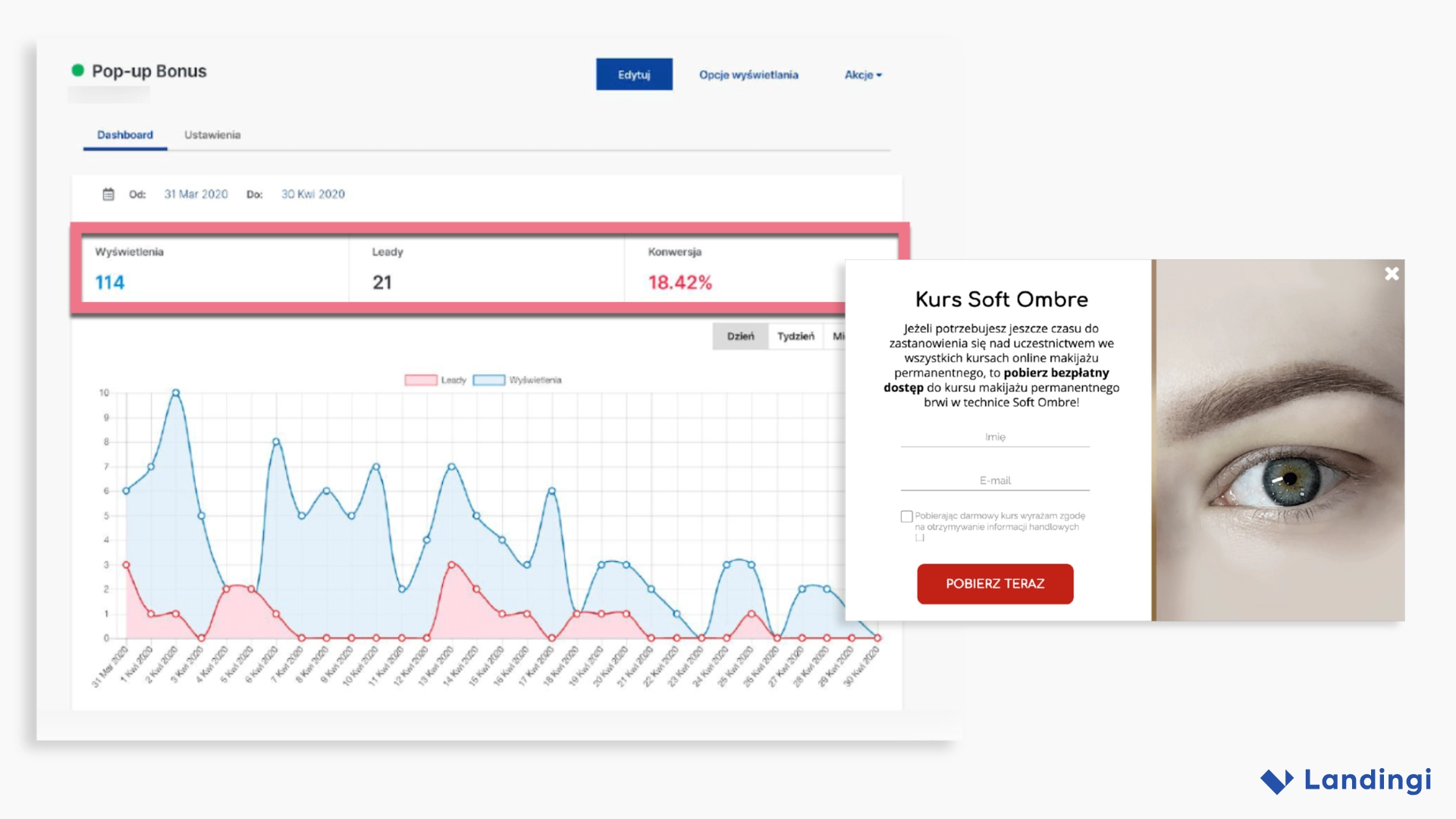 Schermata del pop-up di uscita che offre un tutorial gratuito in cambio dell'indirizzo e-mail.