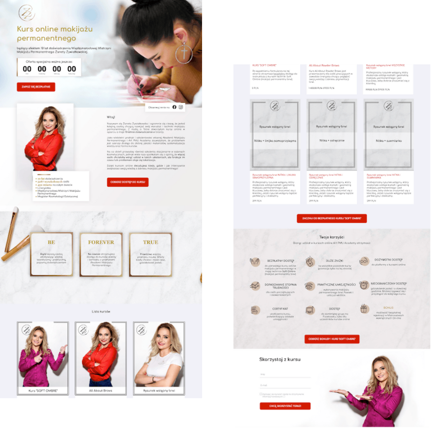 Corso di bellezza landing page