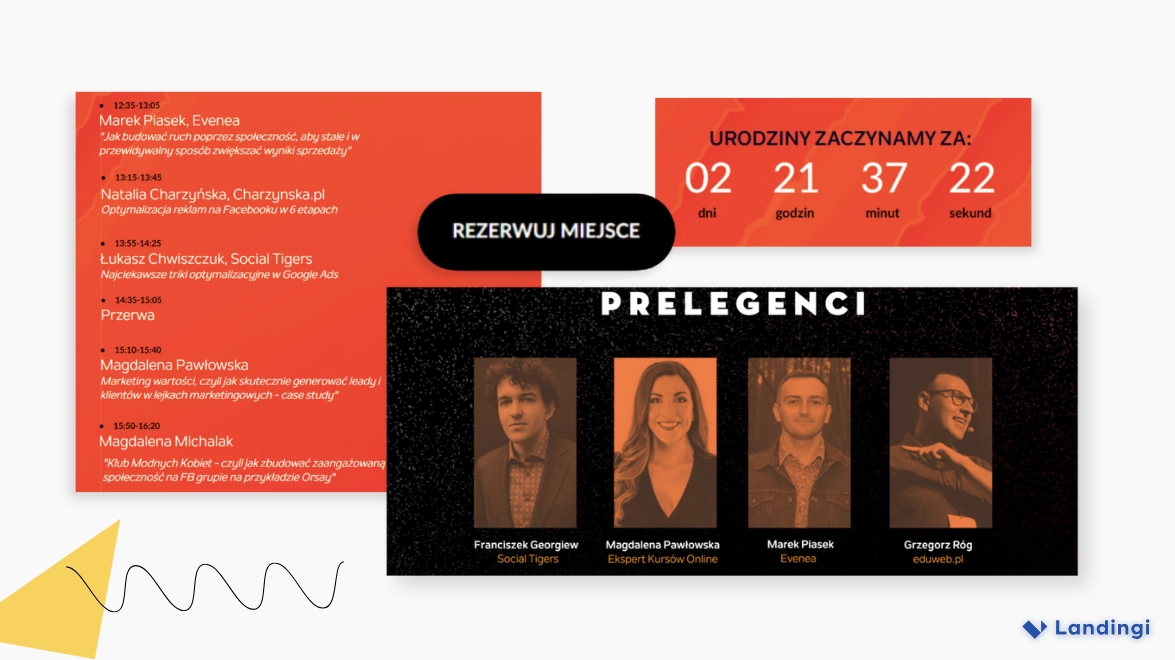 Social Tigers – event landing page elements