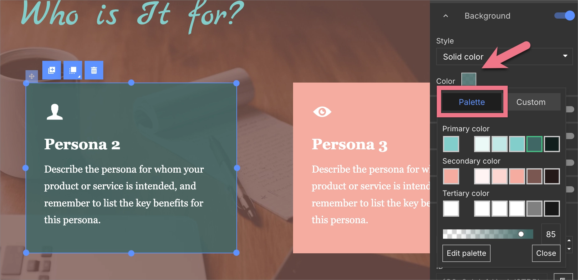 Choosing new global color from Palette