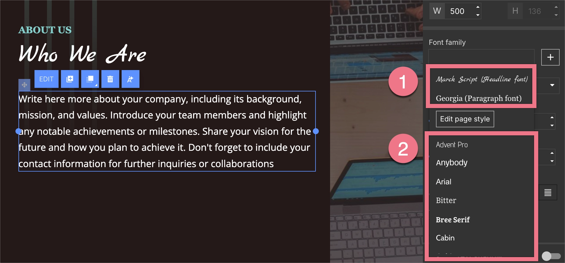 Assign global or custom font