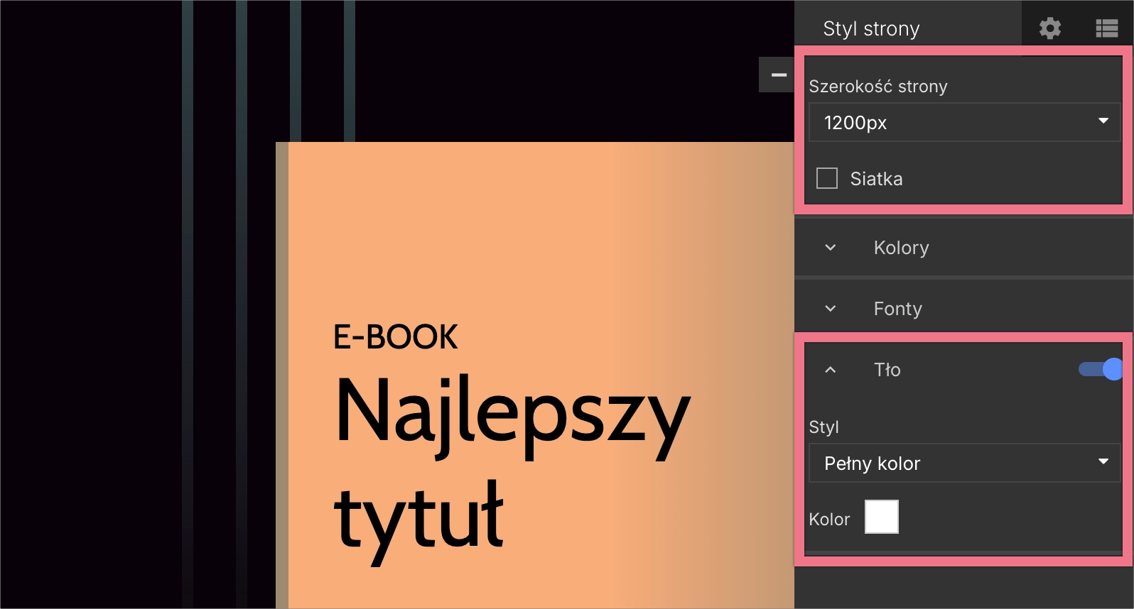 Pozostałe globalne ustawienia landing page'a