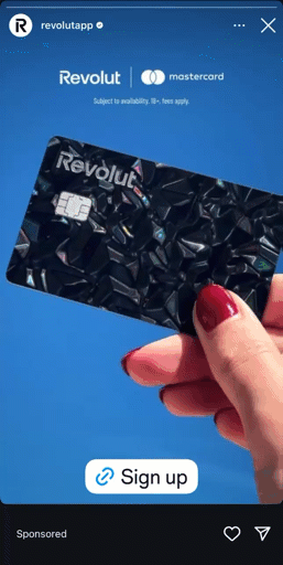 Instagram-Story-Werbung, die Nutzer zum Erkunden einer App einlädt