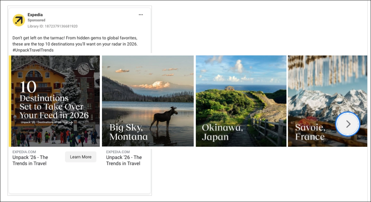 professionelles Konto eines Reisebüros - Werbekampagne
