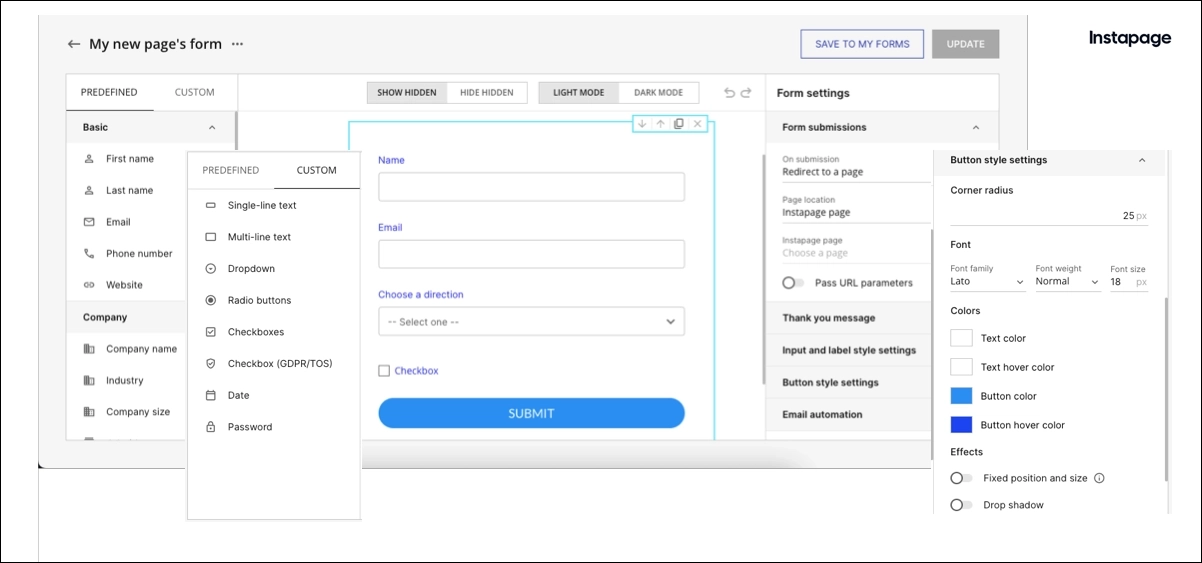 instapage – separate form builder